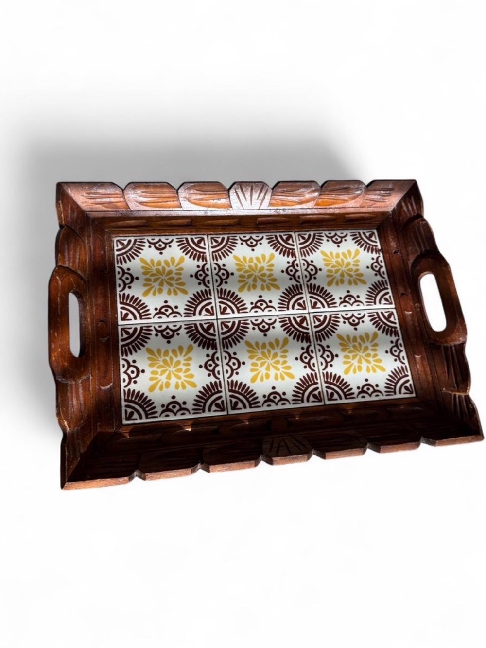 MCM Mexican handcrafted wooden serving tray